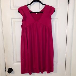 Hot pink ruffle sleeve dress
